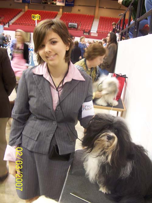 Alex with AKC Champion Cowboy taking a break at the dog show